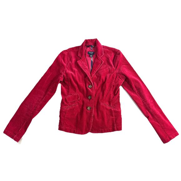American Eagle Outfitters Women’s Red Corduroy Blazer Jacket Size S Stretch - Picture 1 of 9